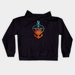 Catalina Island Beach, California, Sandy Heart Ship Anchor Kids Hoodie